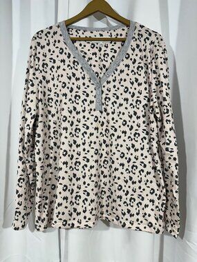 Karen Neuburger Live Love Lounge Leopard Print Sleep Top XL Soft Pajama Lounge
